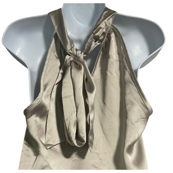 Joie Satin Halter Top Tie Back Blouse Size S Polyester & Spandex Taupe - Picture 4 of 6